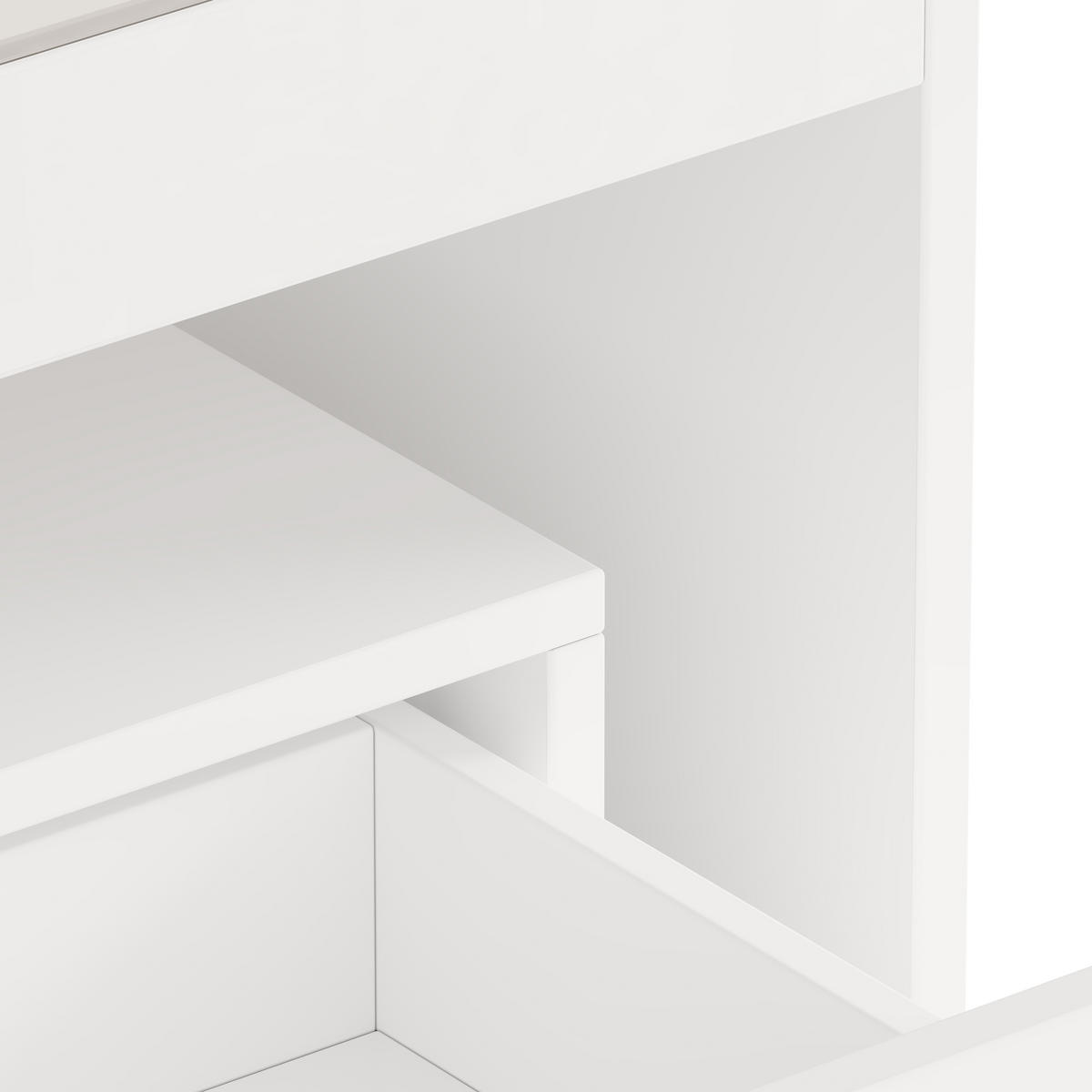 COUCHTISCH 100/50/40 cm mit LED-Beleuchtung in Hochglanzweiß - Weiß, Holzwerkstoff (100/50/40cm) - OKWISH