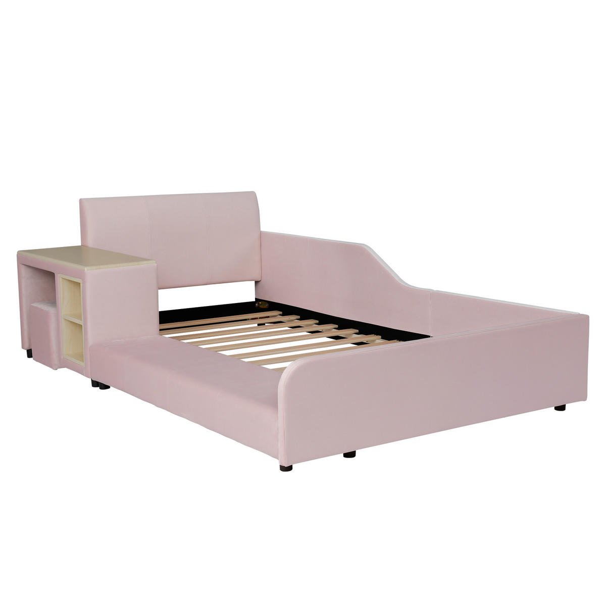 POLSTERBETT 90/200 cm DE-32707 mit Schreibtisch und Hocker Pink - Pink, Holzwerkstoff (90/200cm) - ComfortXL