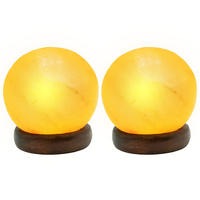 LED TISCHLEUCHTE Stone Orange Holz 2er Set - Orange, Holz (8.9/8.9/10.2cm) - Globo Lighting