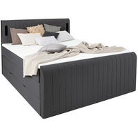 BOXSPRINGBETT FLY anthrazit 200/200 cm H2/H3 Samt - Anthrazit, Textil (200/200cm) - wonello