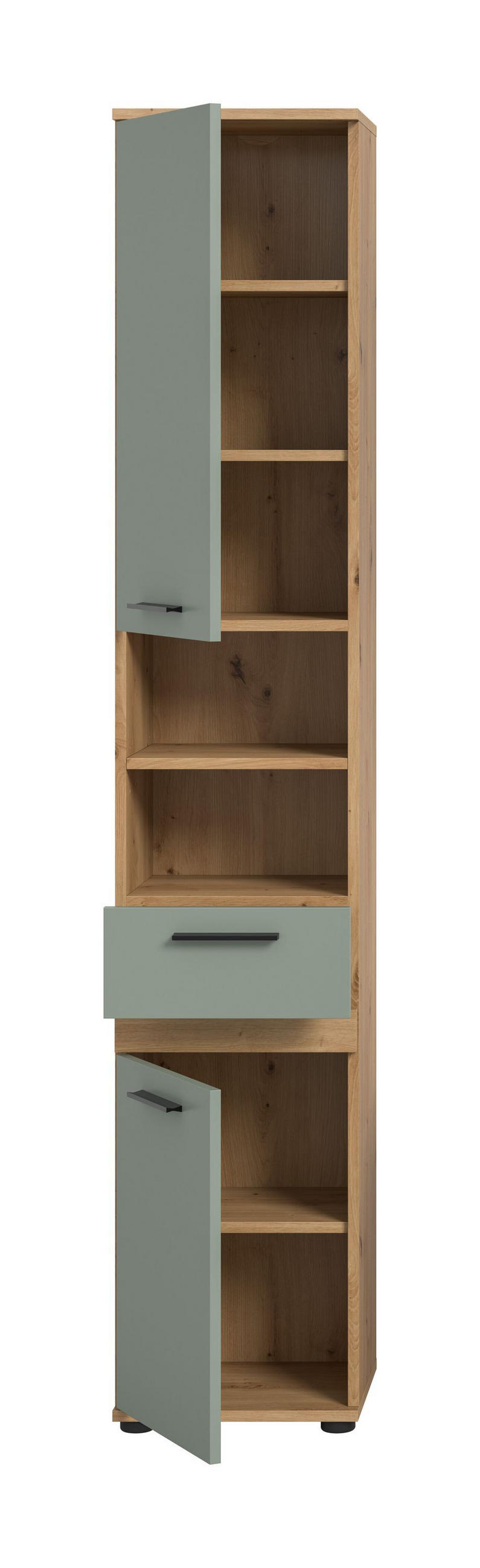 HOCHSCHRANK Flint (B/H/T: 35x191x31 cm) in Salbei und Artisan Eiche Nachbildung - Eiche Artisan, Holzwerkstoff (35/191/31cm) - Homes & Jones