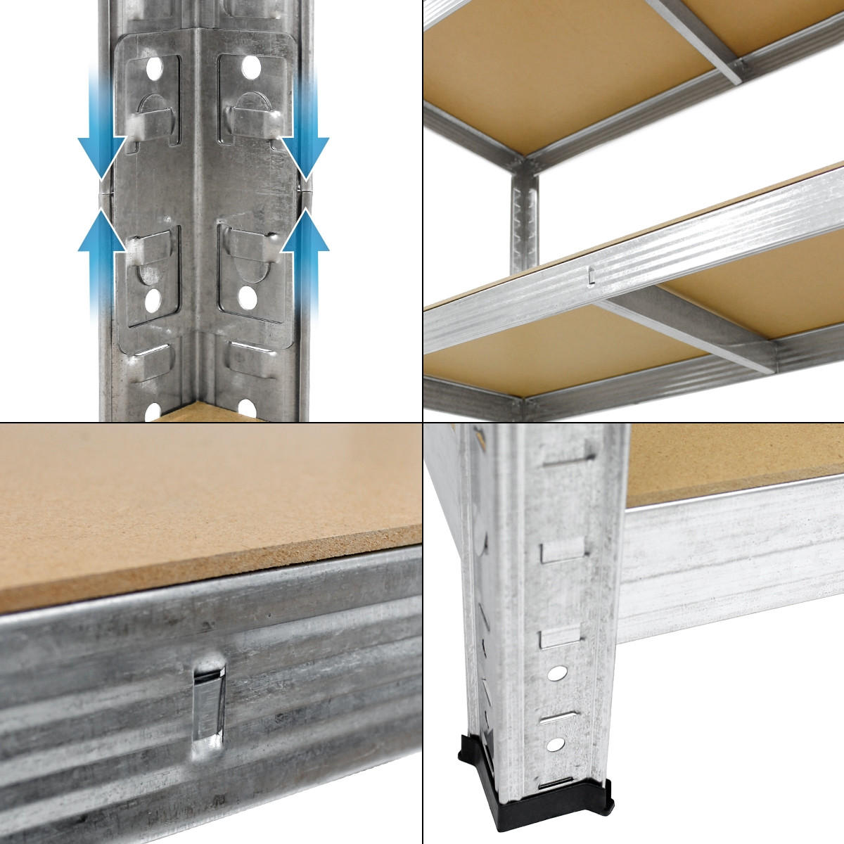 LAGERREGAL 2er Set - Silberfarben, Metall (40/160/80cm) - ECD-Germany