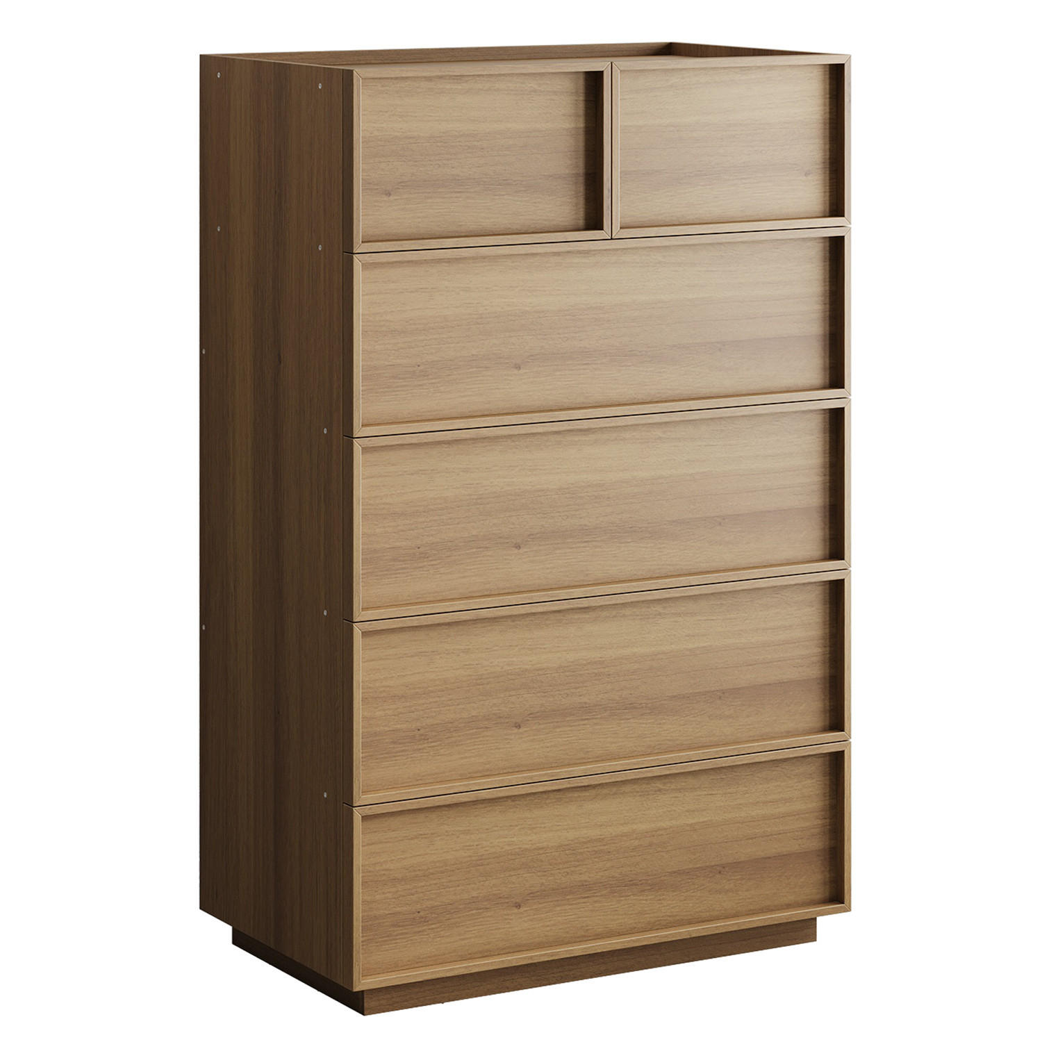 KOMMODE Eiche 80x127x48 cm Hochkommode 6 Schubladen - Hellbraun, Holz (48/127.5/80cm) - Kaket