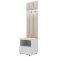 GEPOLSTERT Garderoben-Set Nela IV LUX (Farbe Weiß + Stoff Trinity 01) - Silberfarben/Creme, Holz/Holzwerkstoff (50/187/40cm) - Ravio