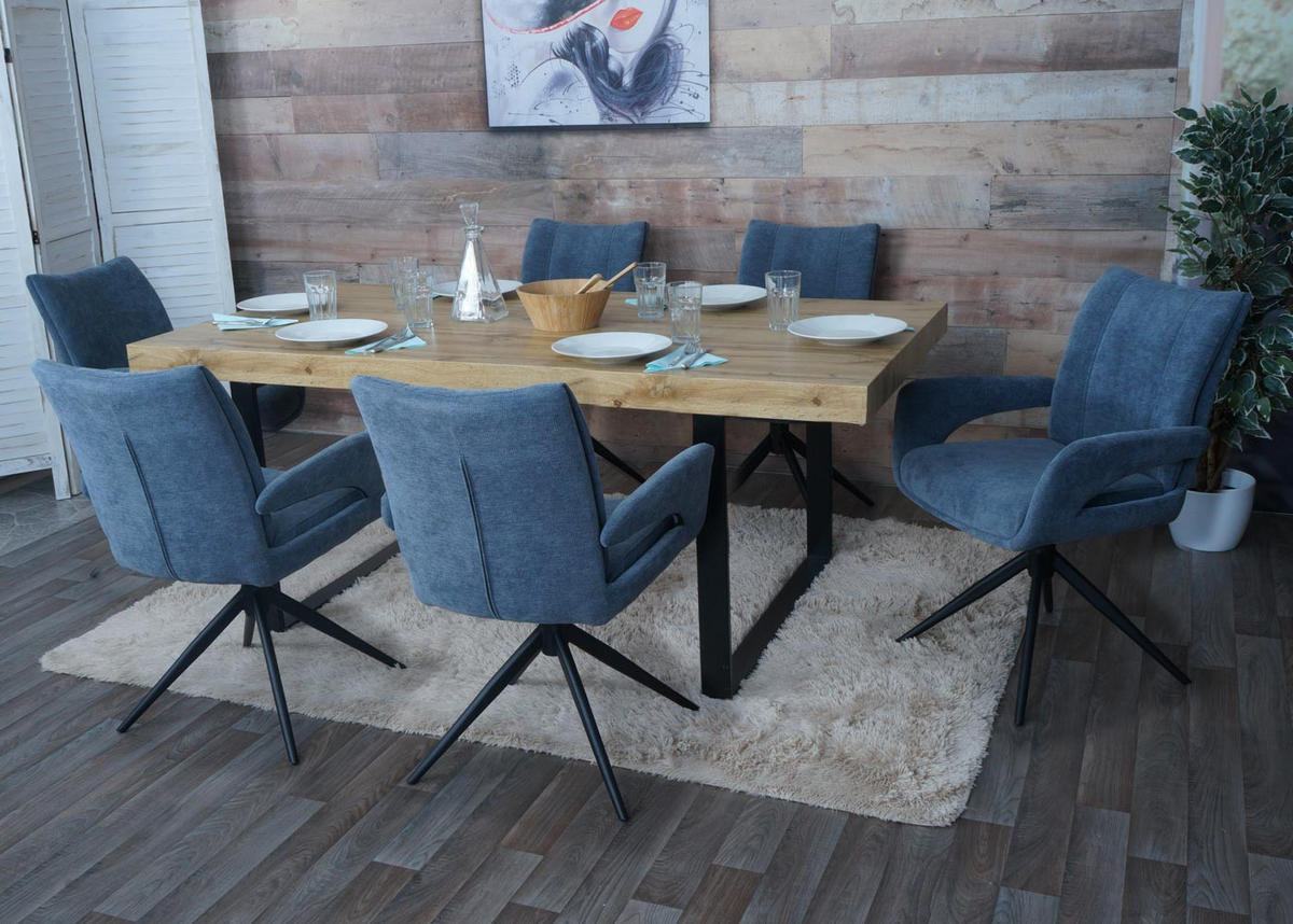 JEDÁLENSKÁ stolička Šedá, modrá, sada 6 ks - modrá/sivá, textil (60/90/60cm) - MCW