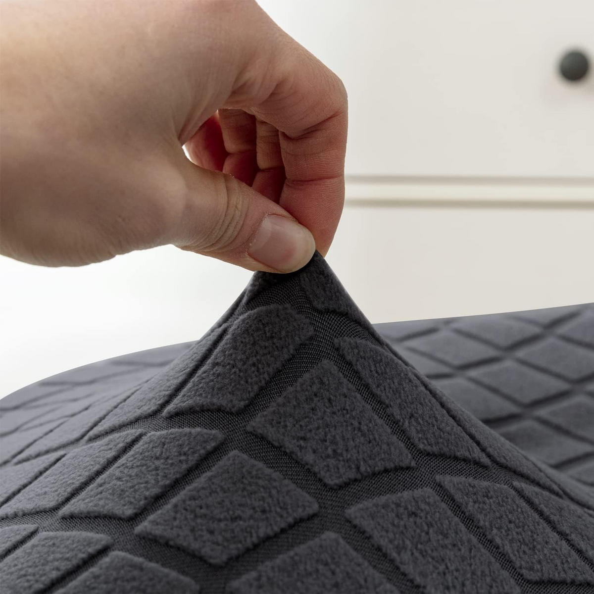 STUHLHUSSE Stretch Stuhlbezug 1 Stück - Dunkelgrau, Textil (18/25cm) - Kaket