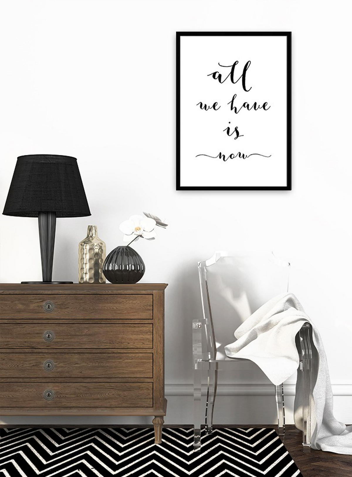 BILD mit Rahmen 51x71 cm Spruch: Englisch Motivation - Weiß, Holz (51/71cm) - artissimo