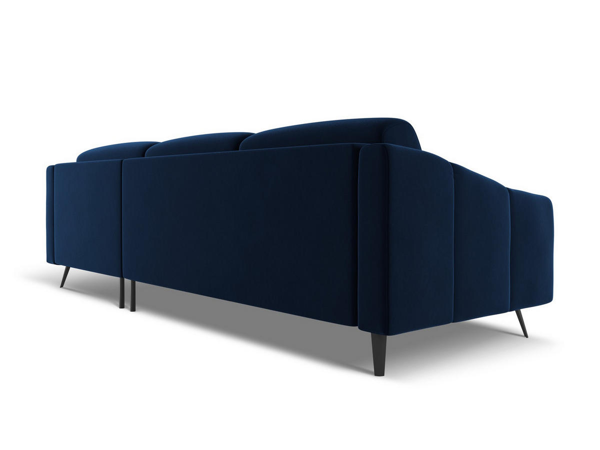 ECKSOFA Rechts Samt Stoff Blau - Blau/Schwarz, Textil/Metall (264/160cm) - Makamii