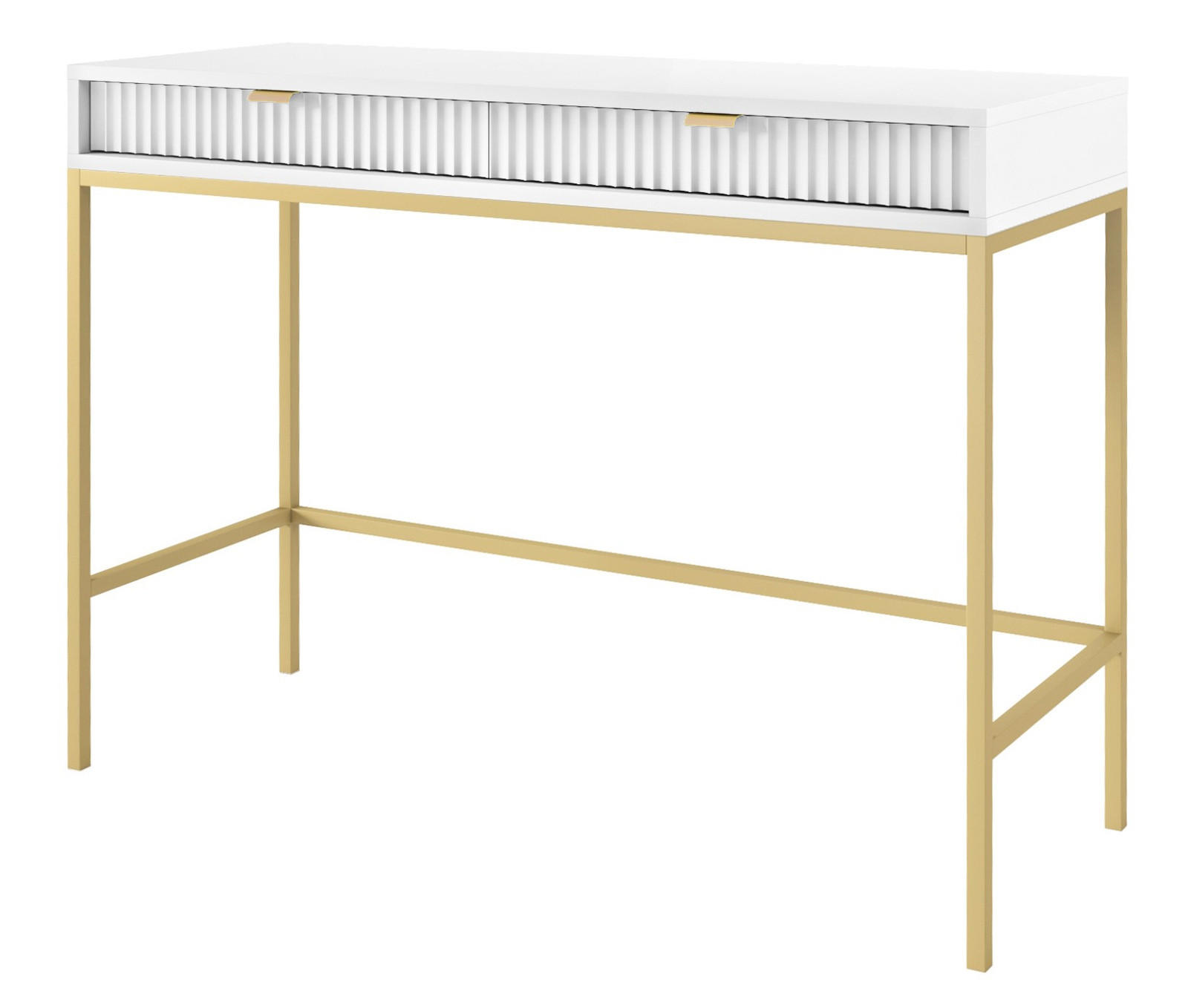 SCHMINKTISCH Kioto in Weiß mit Metallbeinen - Goldfarben/Weiß, Holzwerkstoff/Metall (50/104/77cm) - Ravio