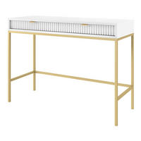 SCHMINKTISCH Kioto in Weiß mit Metallbeinen - Goldfarben/Weiß, Holzwerkstoff/Metall (50/104/77cm) - Ravio