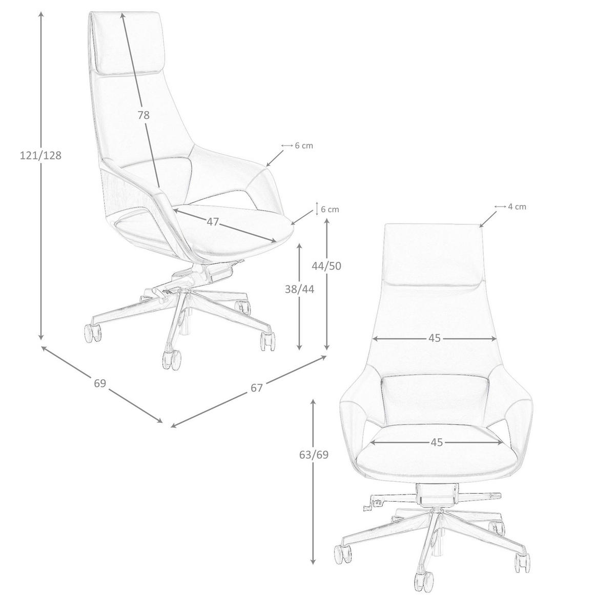 CHEFSESSEL Brauner Drehstuhl aus Kunstleder 67/69/121 cm - Edelstahlfarben/Braun, Leder/Kunststoff (67/121/69cm) - ANGEL CERDA