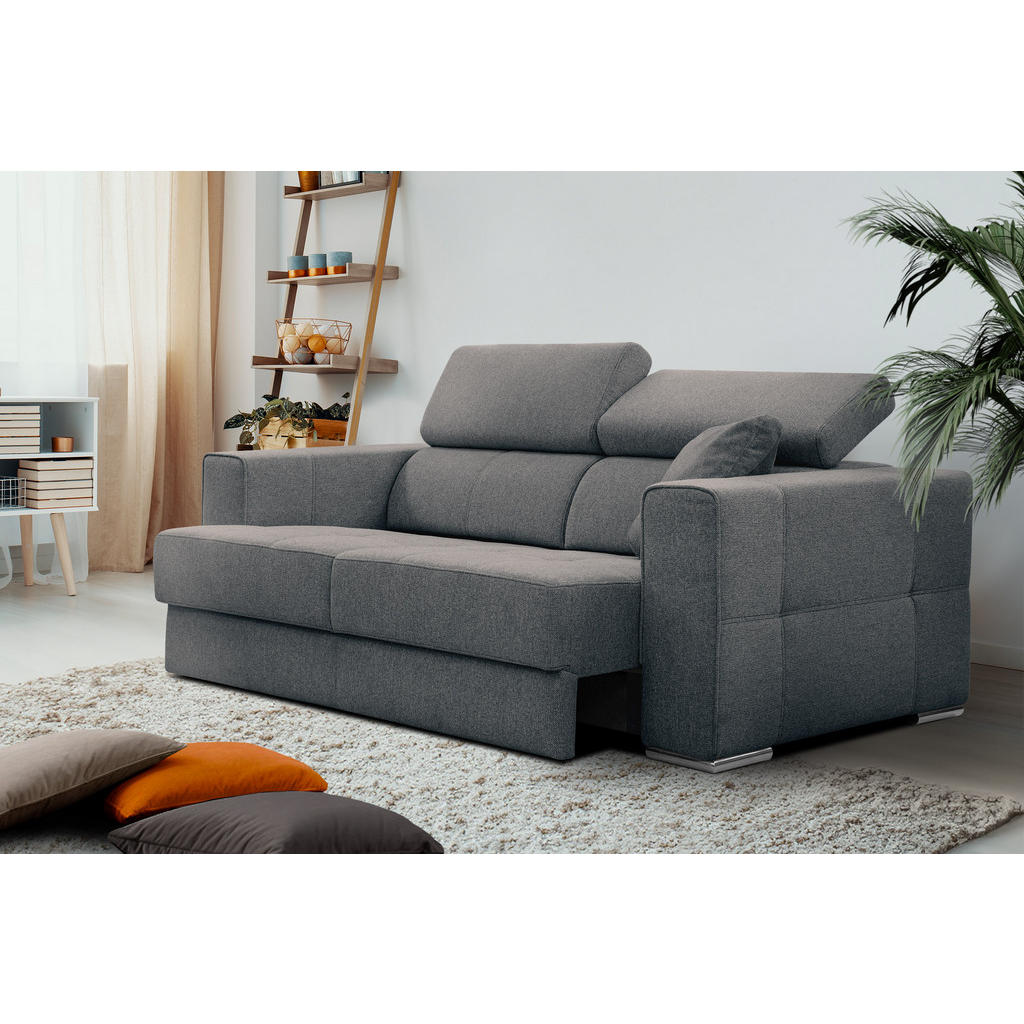 Thumbnail - Courtois Laville Sofa, Dunkelgrau, Textil, 202x80x102 cm, Wohnzimmer, Sofas & Couches, Sofas, 3-Sitzer Sofas