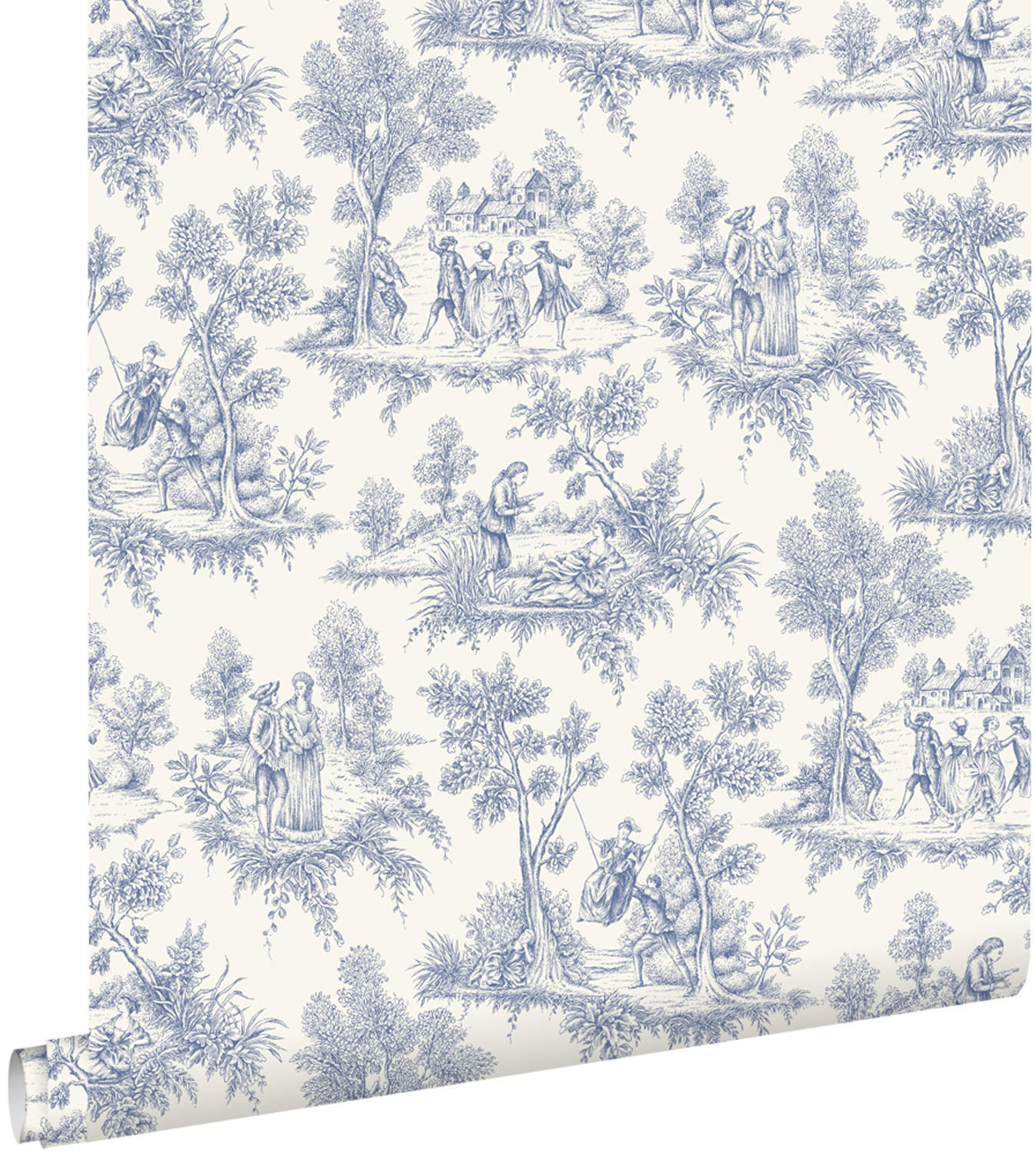 TAPETE Toile de Jouy 50 x 900 cm - Weiß, Papier (50/900cm) - ESTAhome