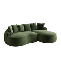 ECKSOFA 252/164/67 cm modular mit Chaiselongue 122 cm grün aus Chenille rahmenlos - Grün, Textil (164/252cm) - OKWISH