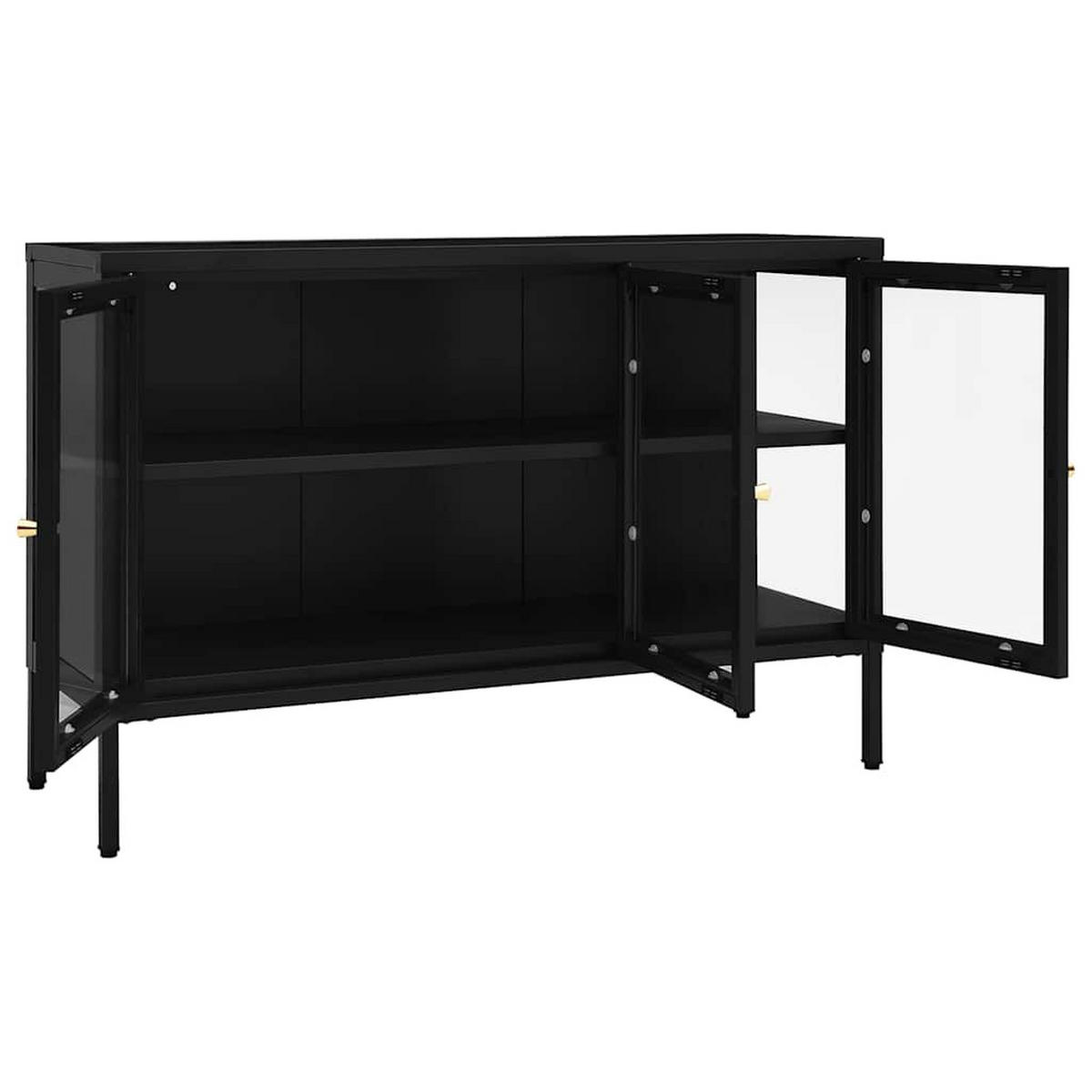 SIDEBOARD Schwarz 70/35/70 Cm Stahl Und Glas - Schwarz, Metall (105/70/35cm) - vidaXL