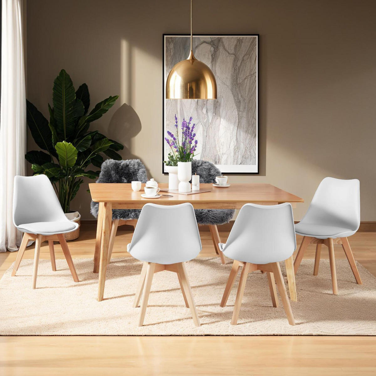 ESSZIMMERSTUHL 4er Set Frederikke,49 x 56 x 82,5 cm,weiß - Weiß, Textil (49/82/53cm) - tectake