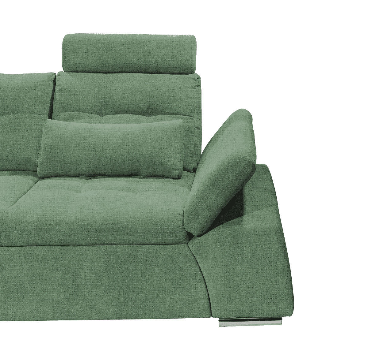 ECKSOFA mit Schlaffunktion, verstellbare Armlehne und Kopfstützen - Chromfarben/Grün, Textil (260/219cm) - ed exciting design