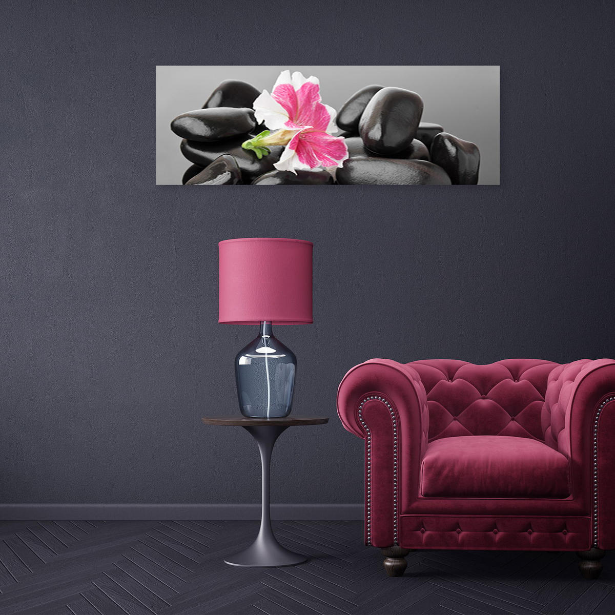 KUNSTDRUCK Schwarz 120/40 cm - Schwarz, Textil (120/40cm) - KUNSTLOFT