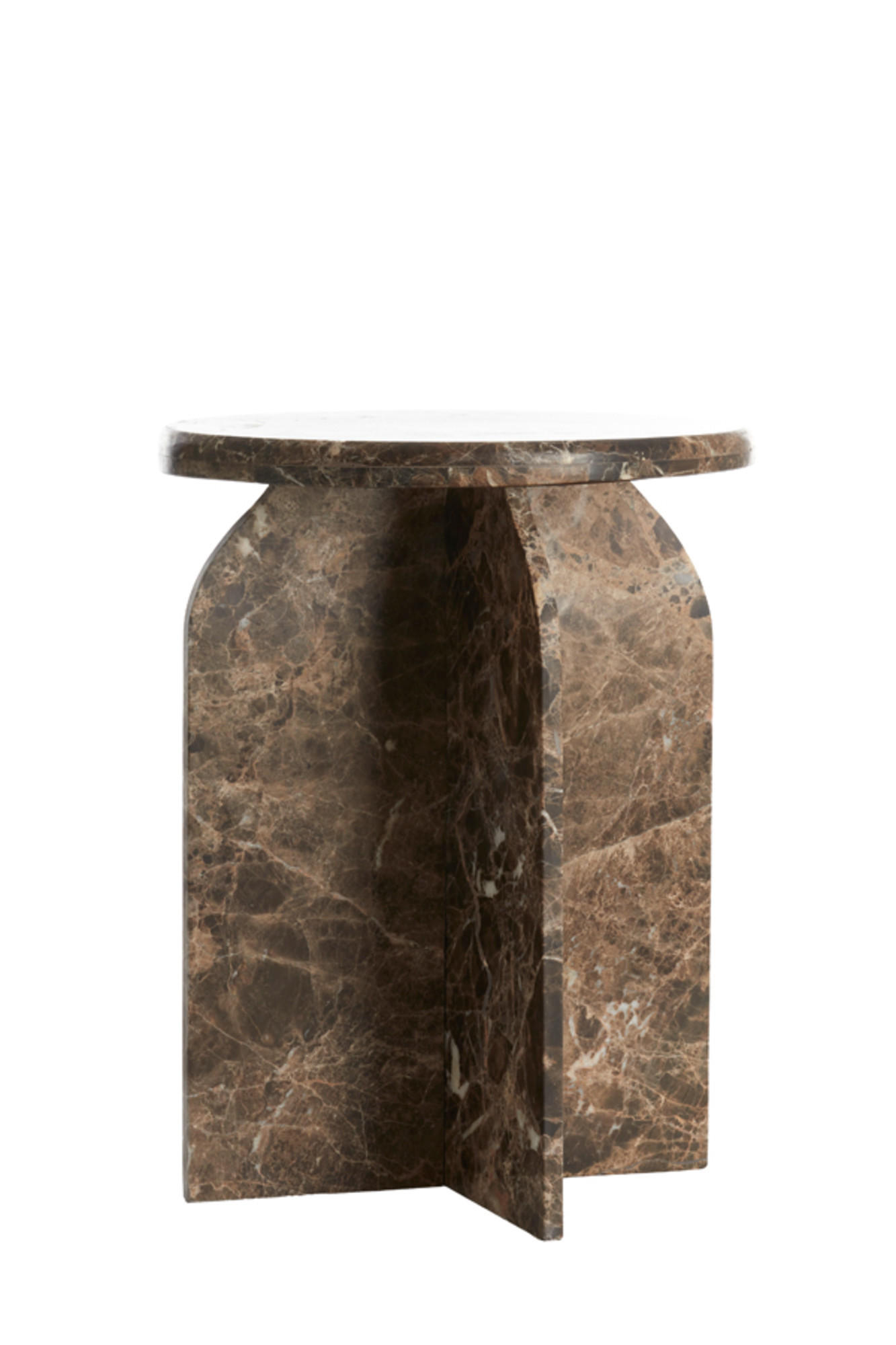 BEISTELLTISCH Otinia Braun Ø41/56 cm - Braun, Stein (41/41/56cm) - Light & Living