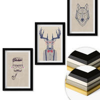 WANDBILDER 3er-Set - 20x30 cm Schwarzer Rahmen - Stilvolle Tierporträts - Schwarz, Kunststoff (20/30cm) - ArtPrintCave