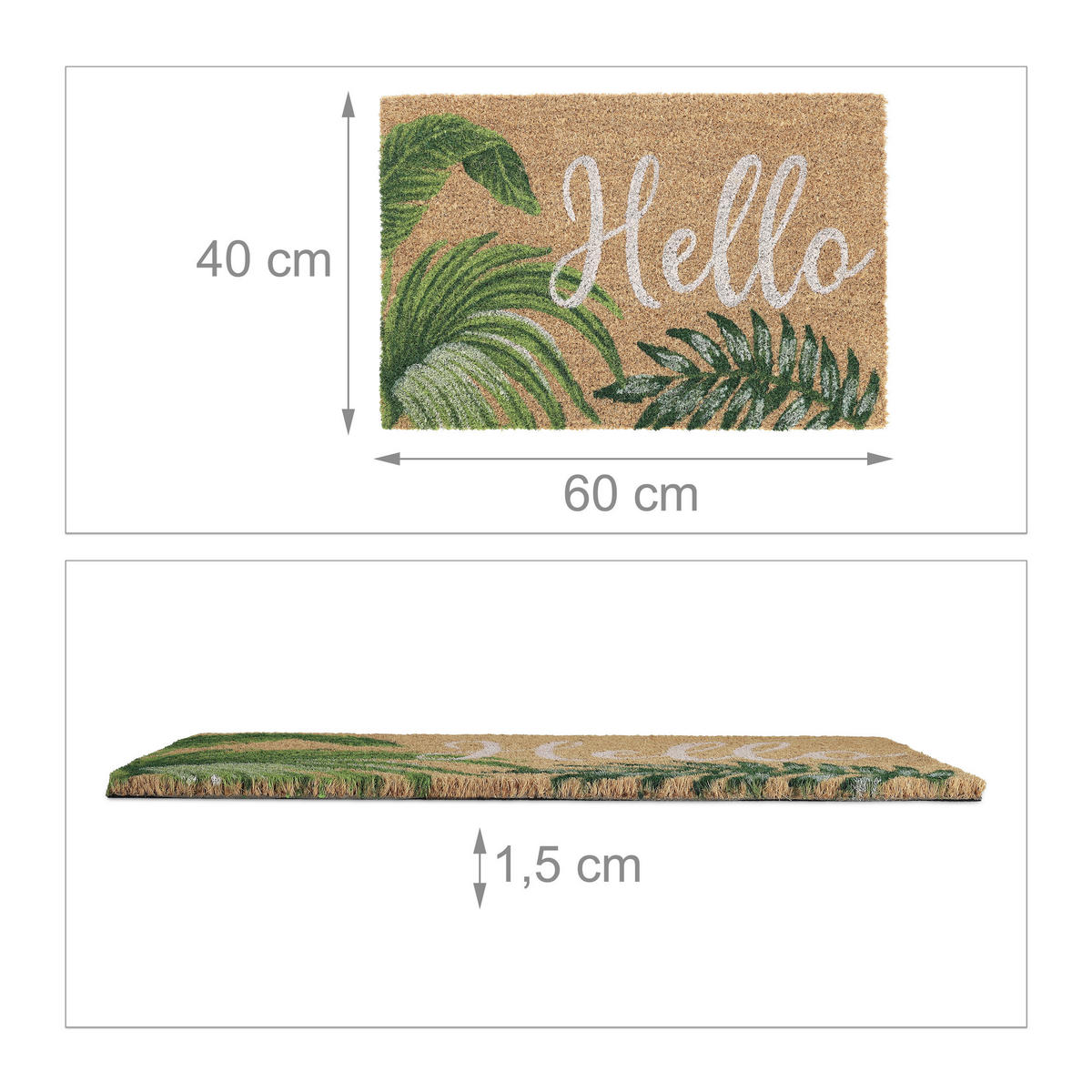 FUSSMATTE - Hellbraun, Kunststoff/Textil (60/40cm) - Relaxdays