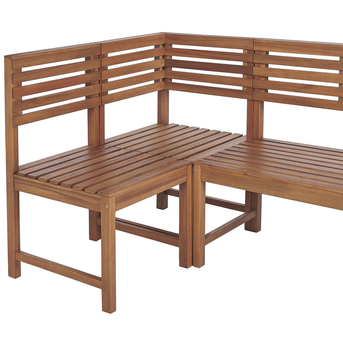 BALKON ECKBANK SET 4-teilig Akazienholz hellbraun modular Treia - Hellbraun, Holz - Beliani