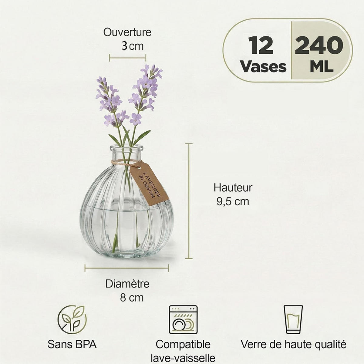 VASE 8 x 8 x 10 cm Transparentes Glas - Transparent, Glas (10cm) - LIBRATON