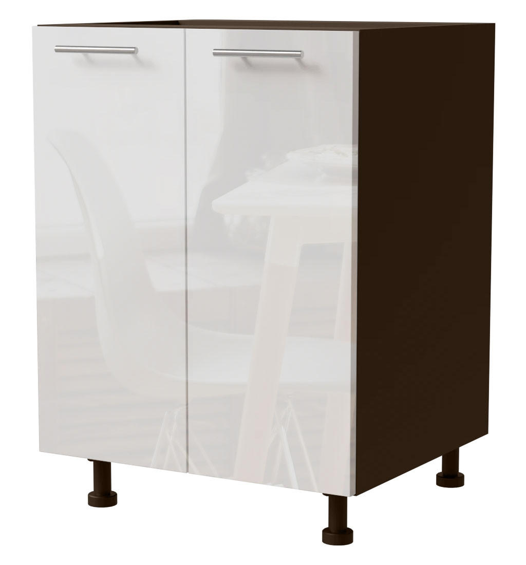 KÜCHENUNTERSCHRANK Essen D11/60 Weiß Hochglanz / Lava Matt 60 / 50 / 82cm - Dunkelgrau/Weiß Hochglanz, Holz/Holzwerkstoff (60/82/50cm) - Feldmann-Wohnen