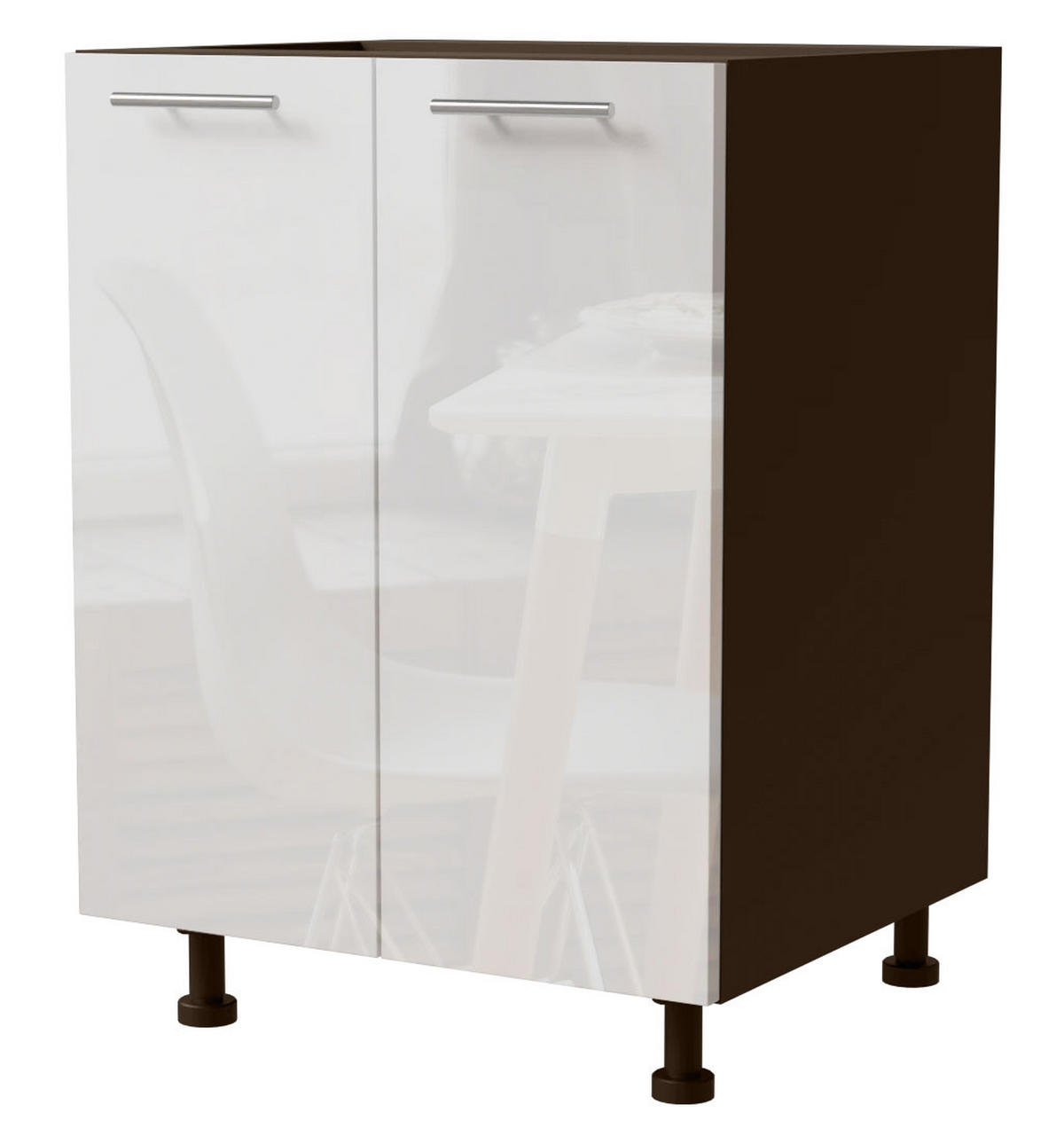 KÜCHENUNTERSCHRANK Essen D11/60 Weiß Hochglanz / Lava Matt 60 / 50 / 82cm - Dunkelgrau/Weiß Hochglanz, Holz/Holzwerkstoff (60/82/50cm) - Feldmann-Wohnen