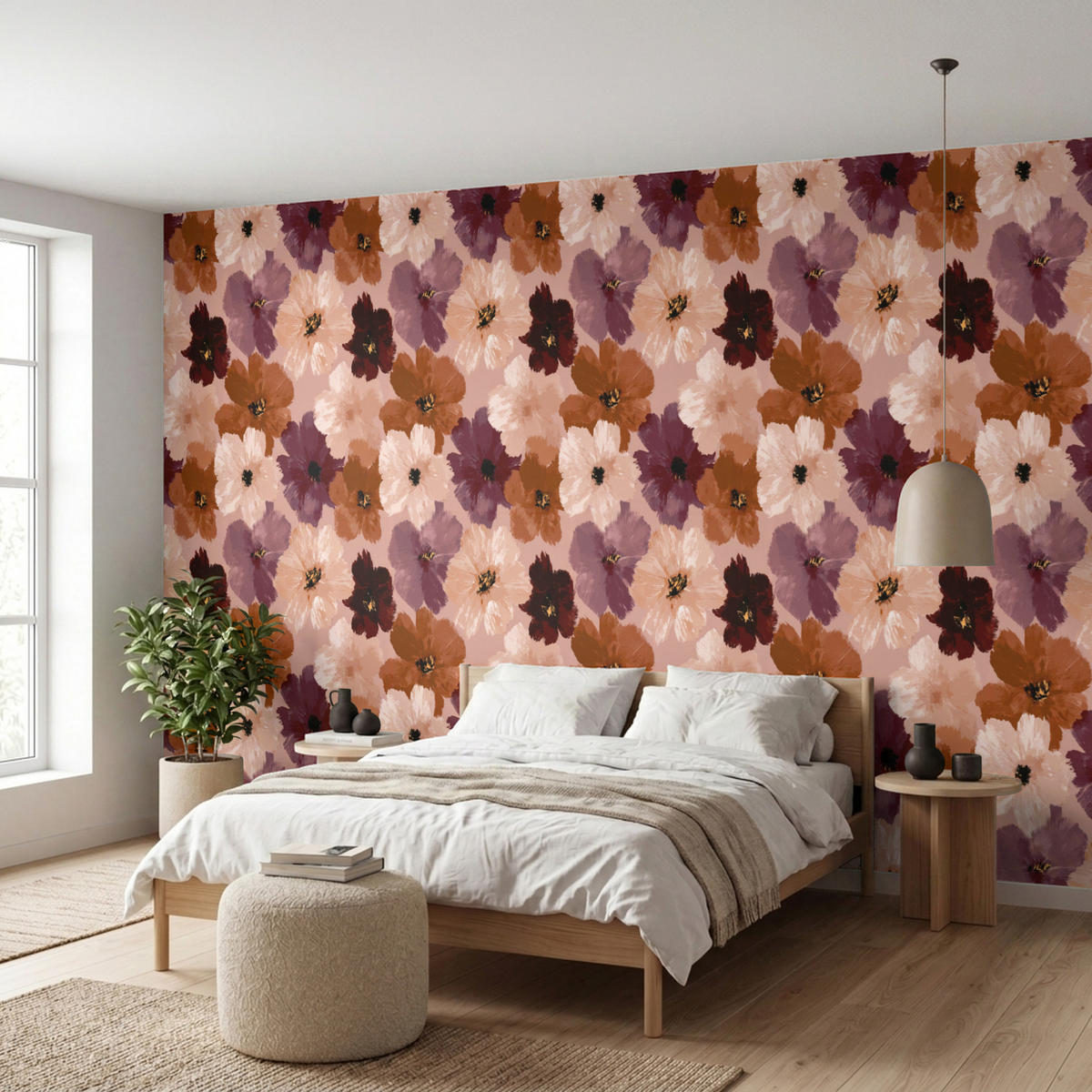 TAPETE - Blumen - Abstrakt - Erdtöne - 450x200 cm - Multicolor, Papier (450/200cm) - OnlyWow