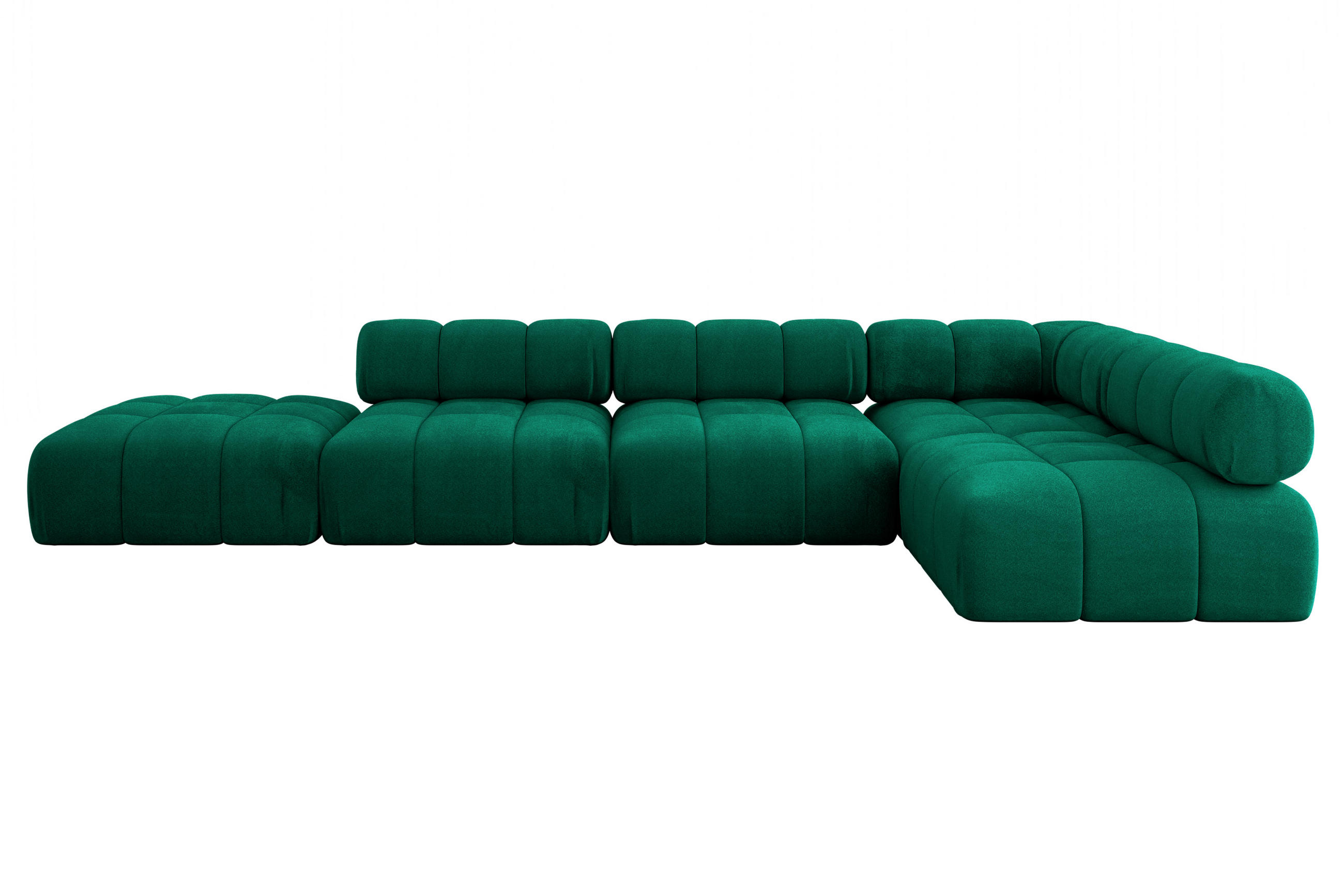 ECKSOFA modulares Sofa Favio-L2 - 380x190x70 cm Dunkelgrün Velours - Dunkelgrün, Holzwerkstoff/Textil (380/190cm) - ALTDECOR
