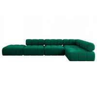 ECKSOFA modulares Sofa Favio-L2 - 380x190x70 cm Dunkelgrün Velours - Dunkelgrün, Holzwerkstoff/Textil (380/190cm) - ALTDECOR
