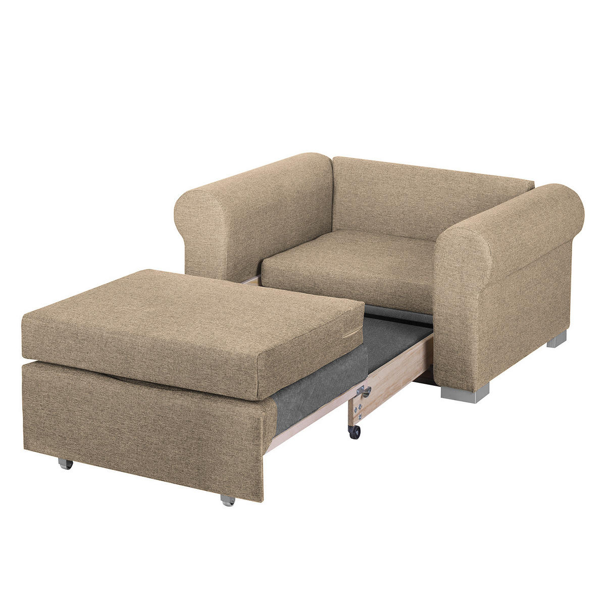 SCHLAFSOFA mit Husse - Beige/Silberfarben, Textil (125/90/90cm) - home24