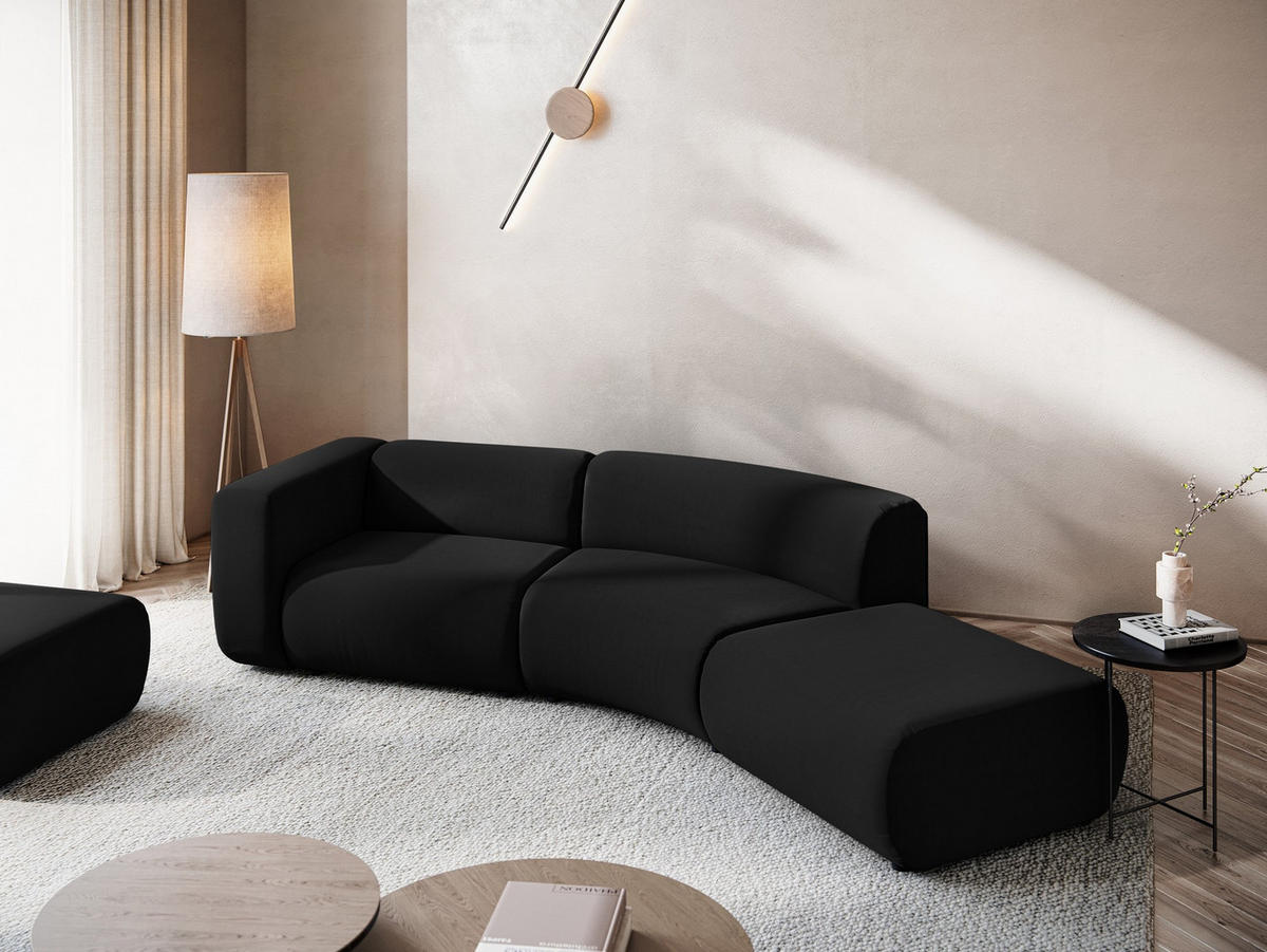 4-SITZER-SOFA Samt Stoff Schwarz - Schwarz, Kunststoff/Textil (335/70/166cm) - Makamii