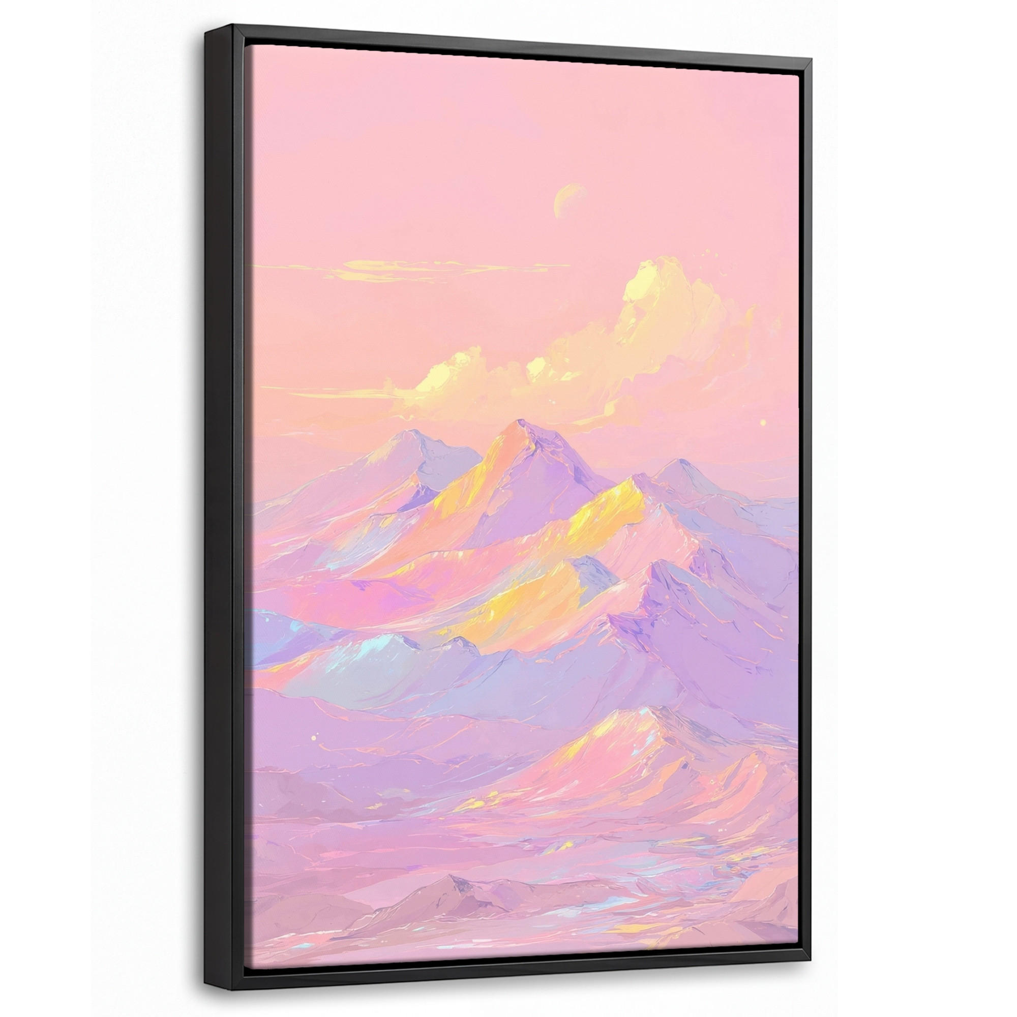 LEINWAND Bilder mit Rahmen - Berggipfel - Wolken - Verträumt - 20x30 - Hellrosa, Textil (20/30cm) - OnlyWow