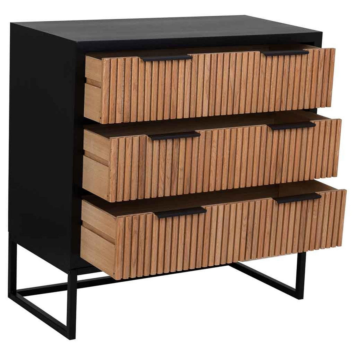 KOMMODE mit 3 schubladen aus holz und metall 80x39x81 cm - Braun, Holz (80/81/39cm) - Wanderlust