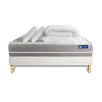 BETT Actiflex touch Taschenfederkern 140 x 190 cm h1 - Kit Bettgestell Weiß - Mit Kissen und Bettdecke - Beige/Weiß, Holz/Textil (140/190cm) - ACTISOM