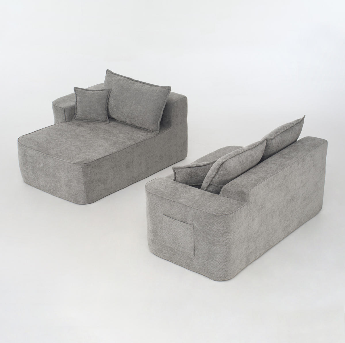 ECKSOFA 262/144/65 cm grau aus Chenille mit Modulfunktion - Grau, Textil (144/262cm) - OKWISH