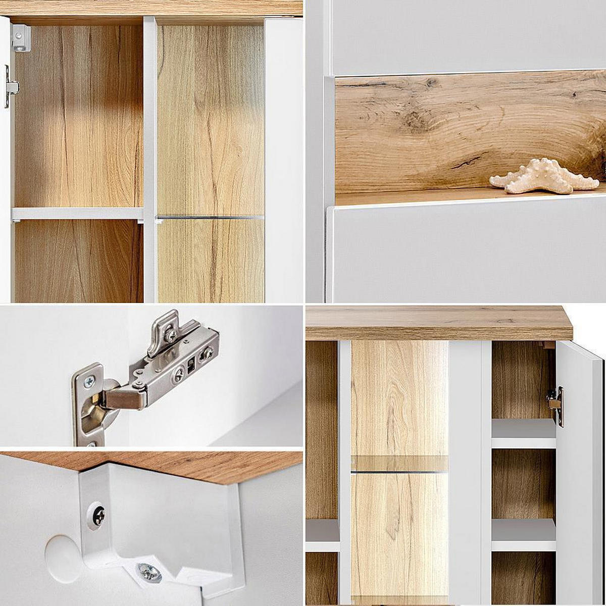 BADMÖBEL-SET 5-TLG. Bermuda-56 - Weiß, Holzwerkstoff (135/200/45cm) - Lomado