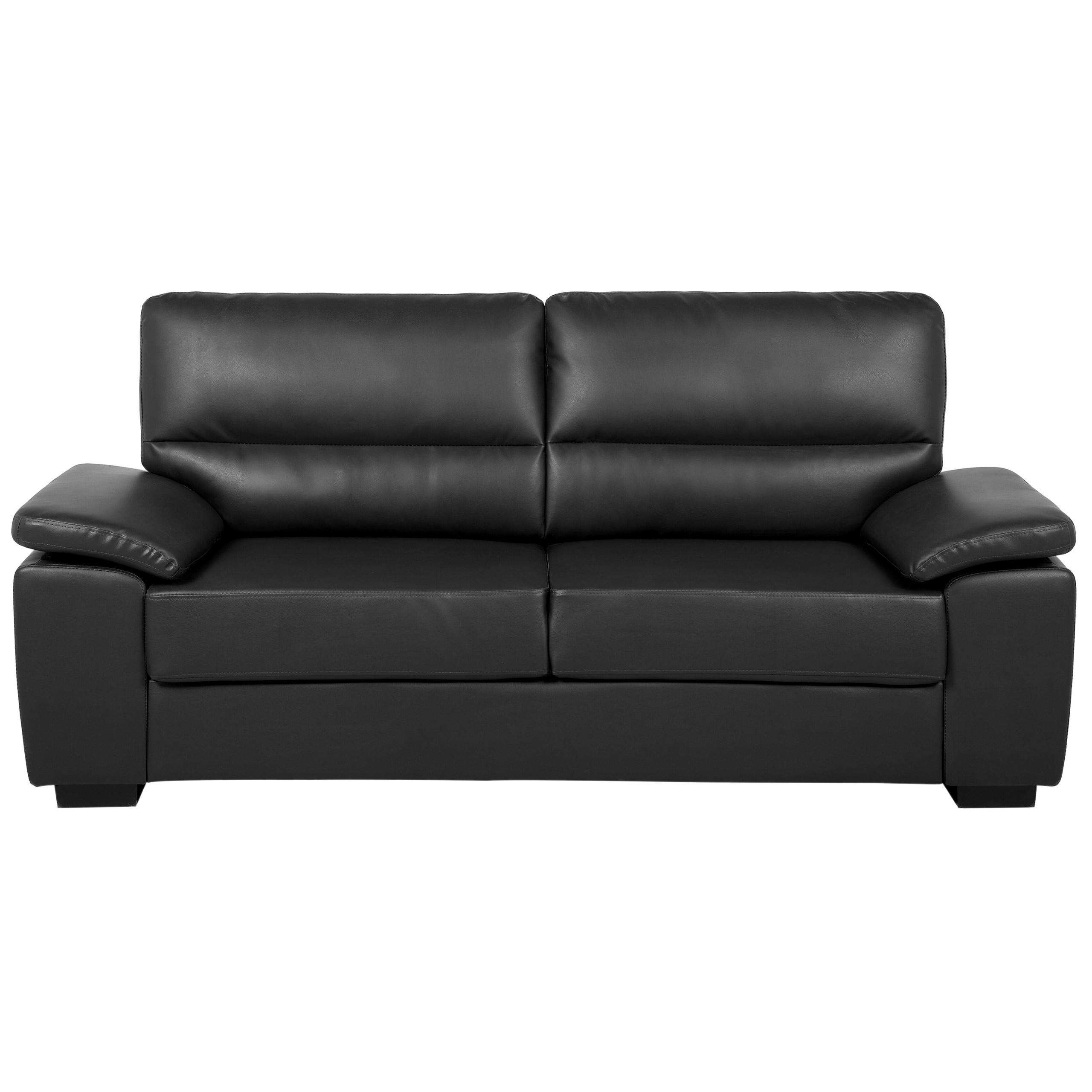 5-SITZER SOFA SET Kunstleder Schwarz Vogar - Schwarz, Kunststoff (195/90/74cm) - Beliani