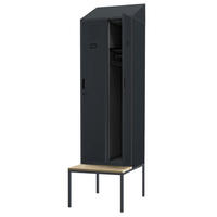 UMKLEIDESCHRANK Spind mit Sitzbank BARCA 2 Abteile 229,5x60x85cm Anthrazit - Anthrazit, Metall (60/229.5/85cm) - DELUKE