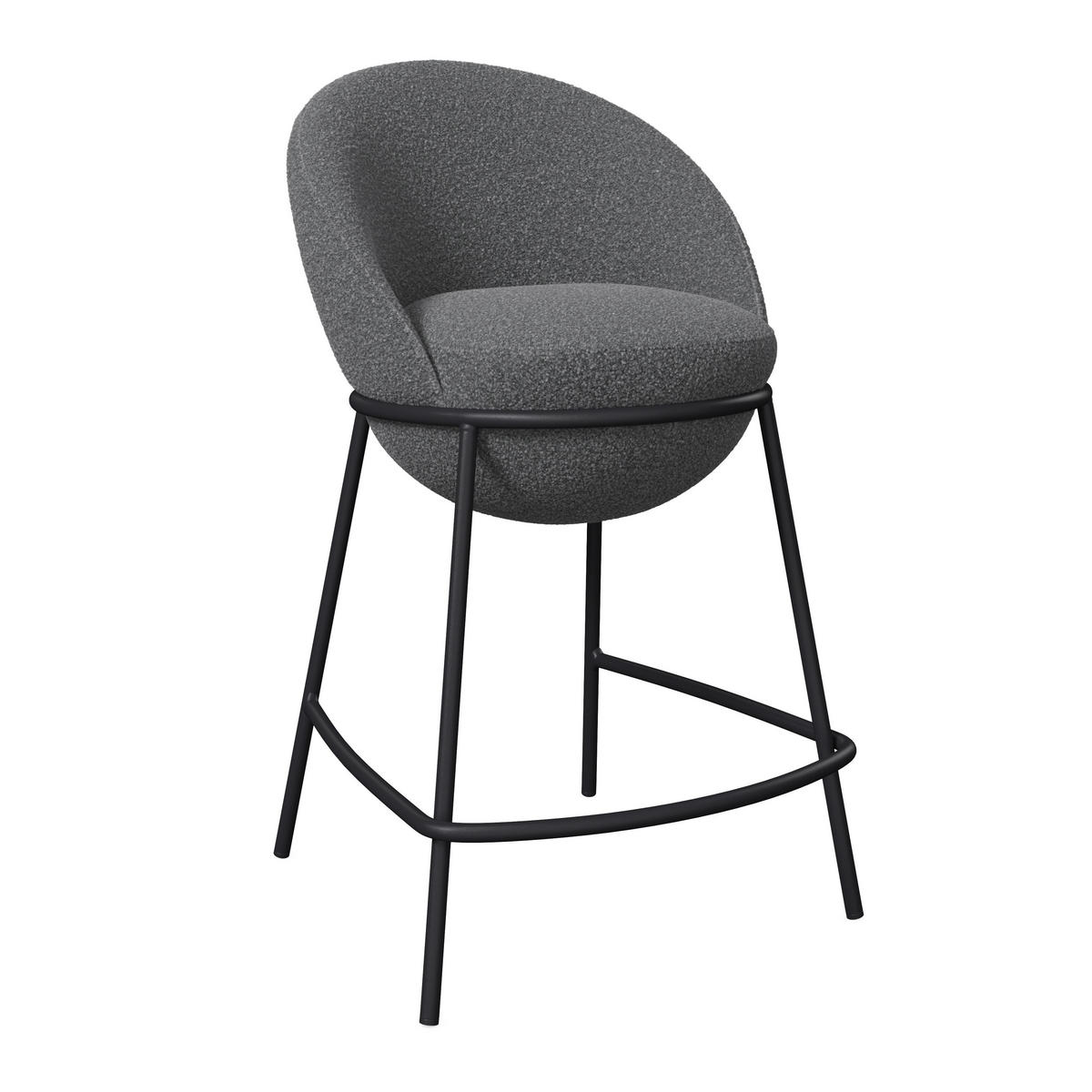 BARHOCKER Zoa Grau Struktur Gepolstert - Grau, Holz (53/51/100cm) - Bessagi Home