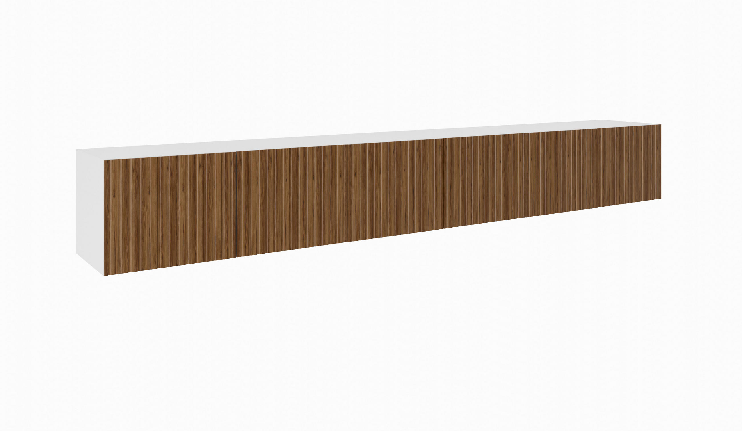 Meblini TV-SCHRANK Weiß, Wildeiche 300cm × 40cm × 41cm