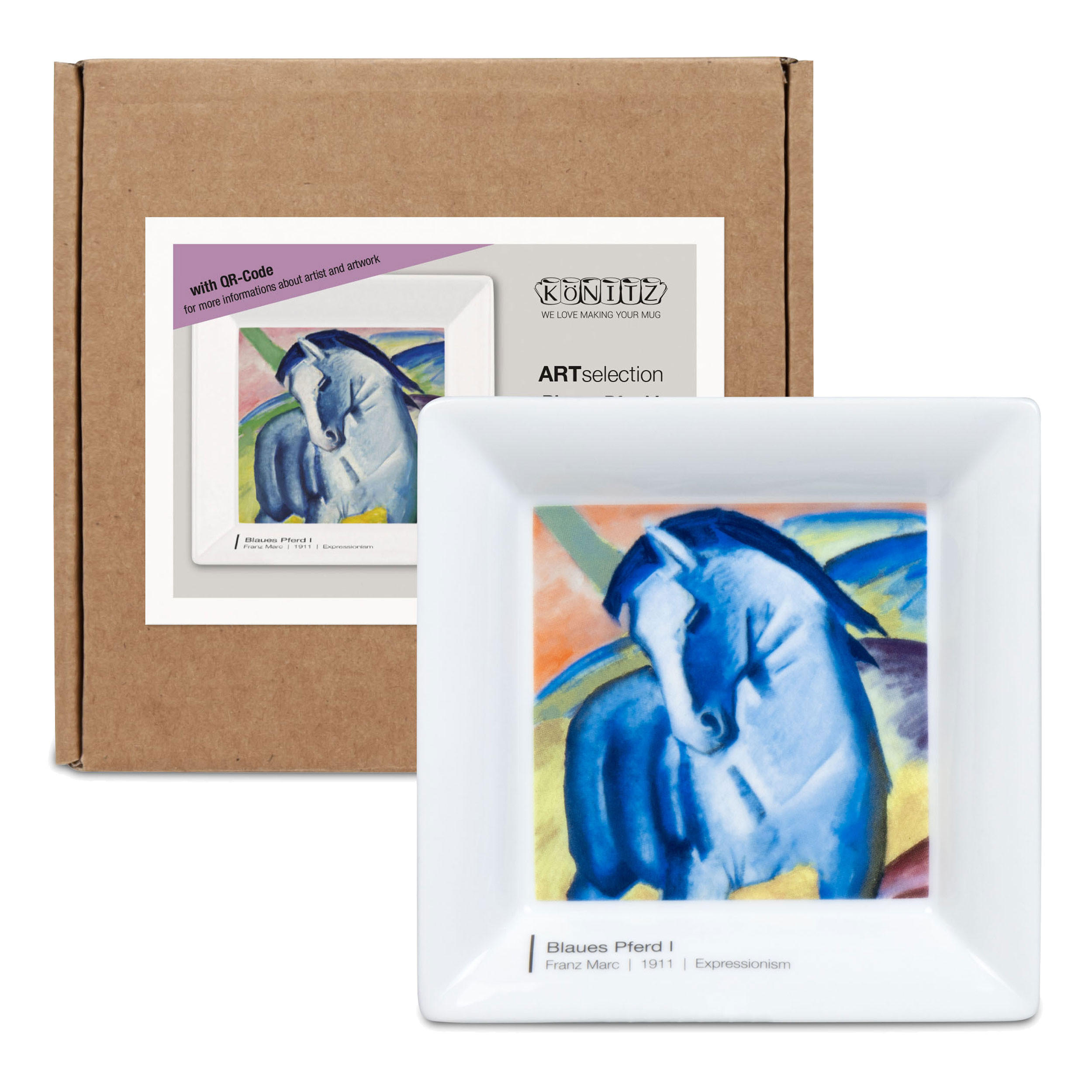 KAFFEEBECHER Vide Poche Blaues Pferd I - Franz Marc im Geschenkkarton - Naturfarben, Keramik (0.4L) - Könitz