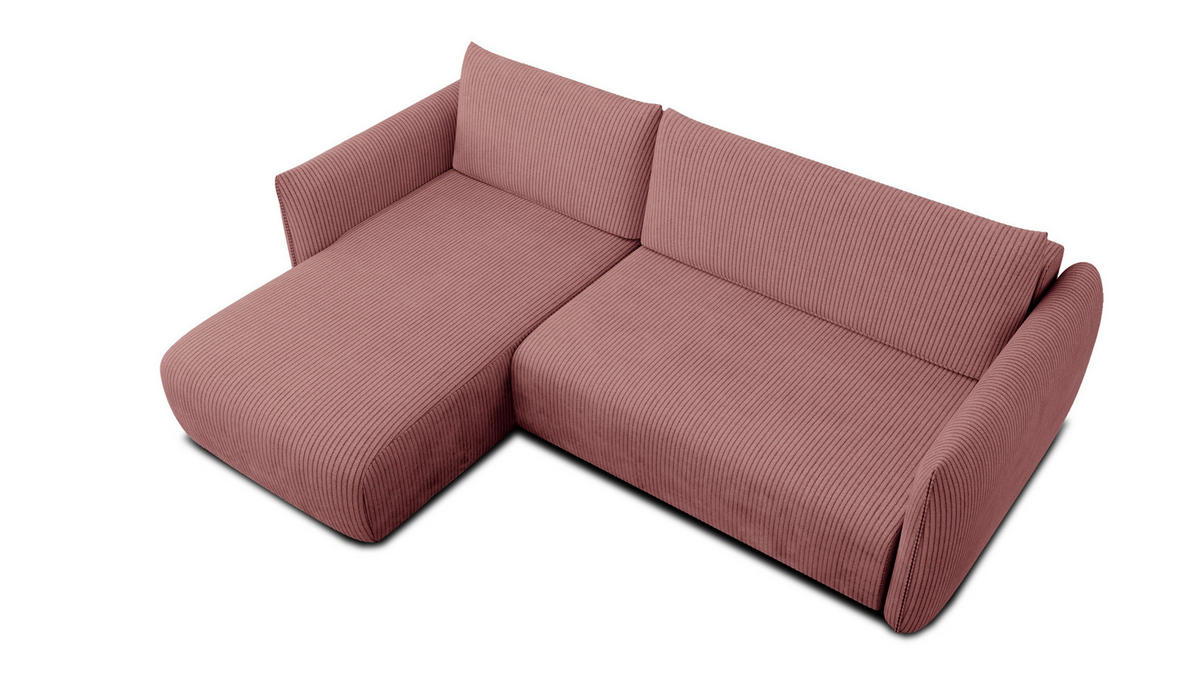 ECKSOFA TAUER 3-Sitzer rechts, altrosa - Schwarz/Altrosa, Holz/Textil (248/173cm) - Courtois Laville