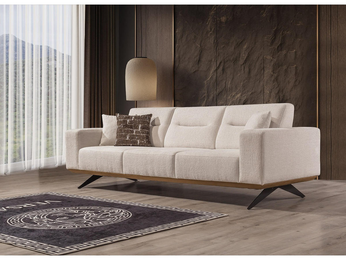 SOFA Opera 4-Sitzer Samt Beige - Beige, Textil/Metall (265/87/95cm) - Villa Möbel