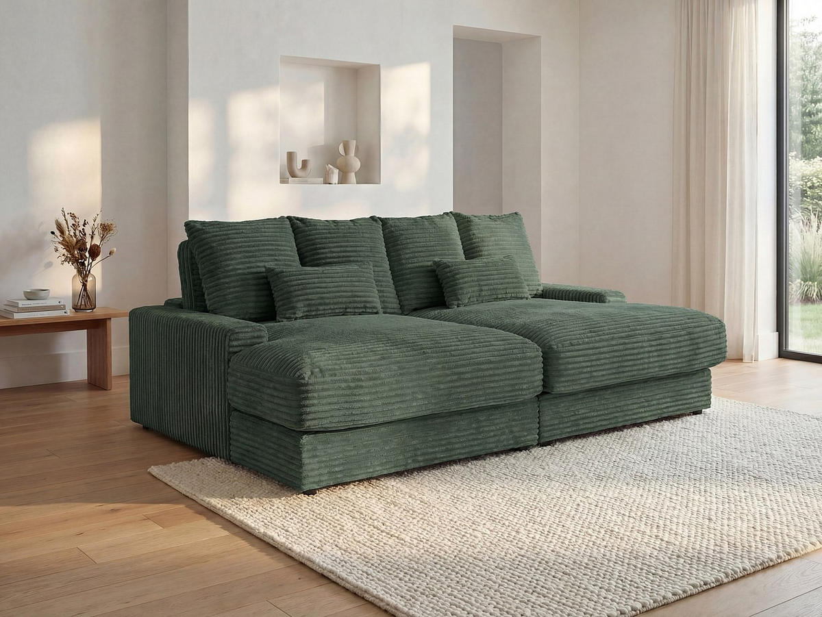 SOFA ohne Schlafmöglichkeit - 3 Personen-Sitzer - Samt - Tannengrün - - Waldgrün, Textil (232/85/170cm) - Vente-Unique