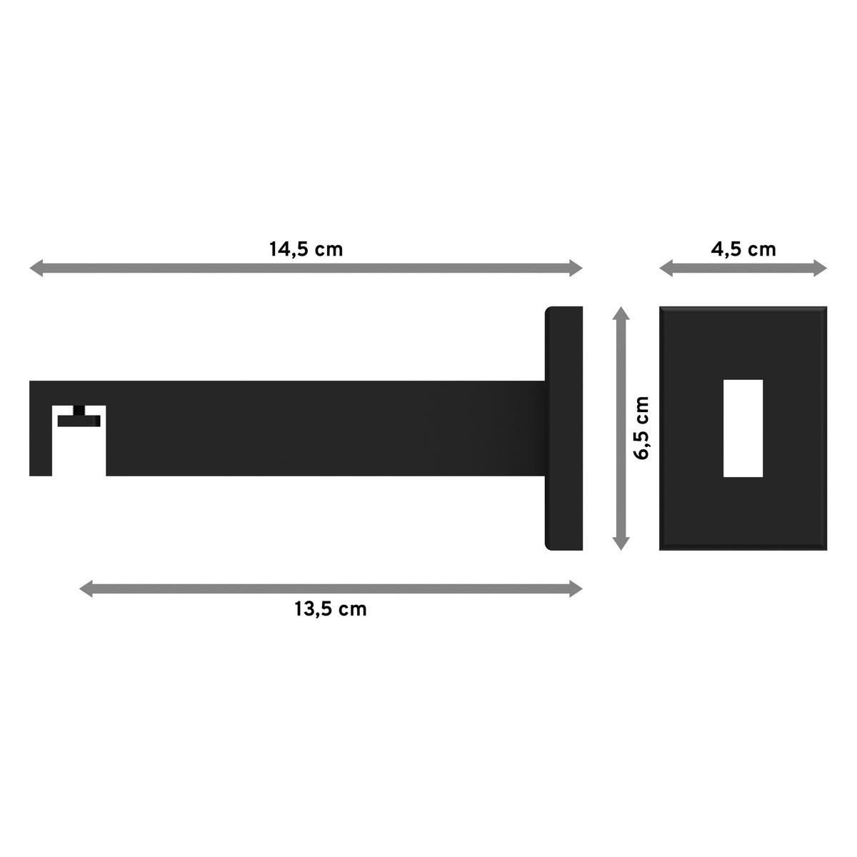 TRÄGER FÜR INNENLAUFSTANGEN 14x35 mm, Smartline 1-läufig lang, Schwarz - Schwarz, Metall (14.5/6.5/4.5cm) - INTERDECO