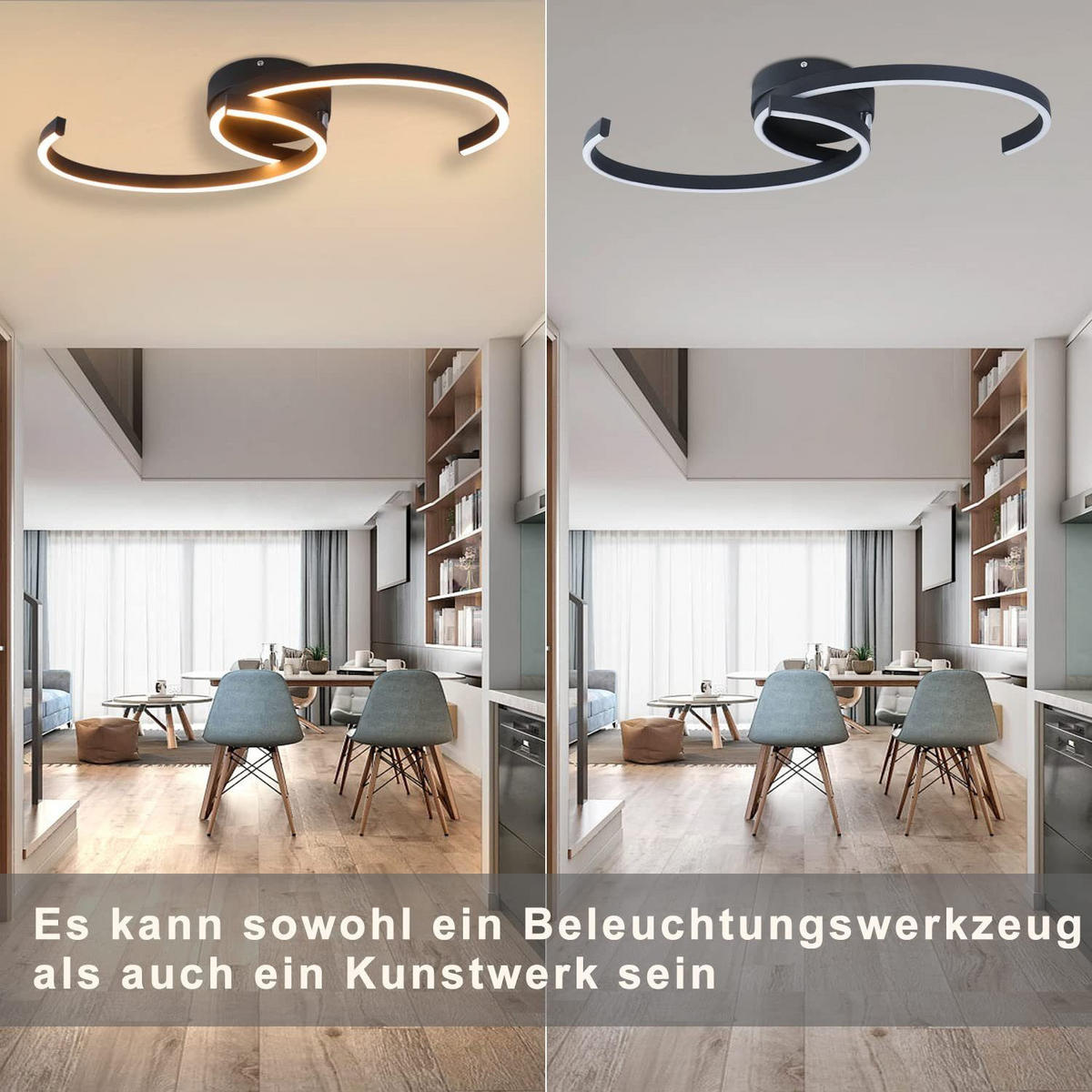 LED-DECKENLEUCHTE Oliver 60/16/9 cm - Schwarz, Metall (60/16/8cm) - ZMH