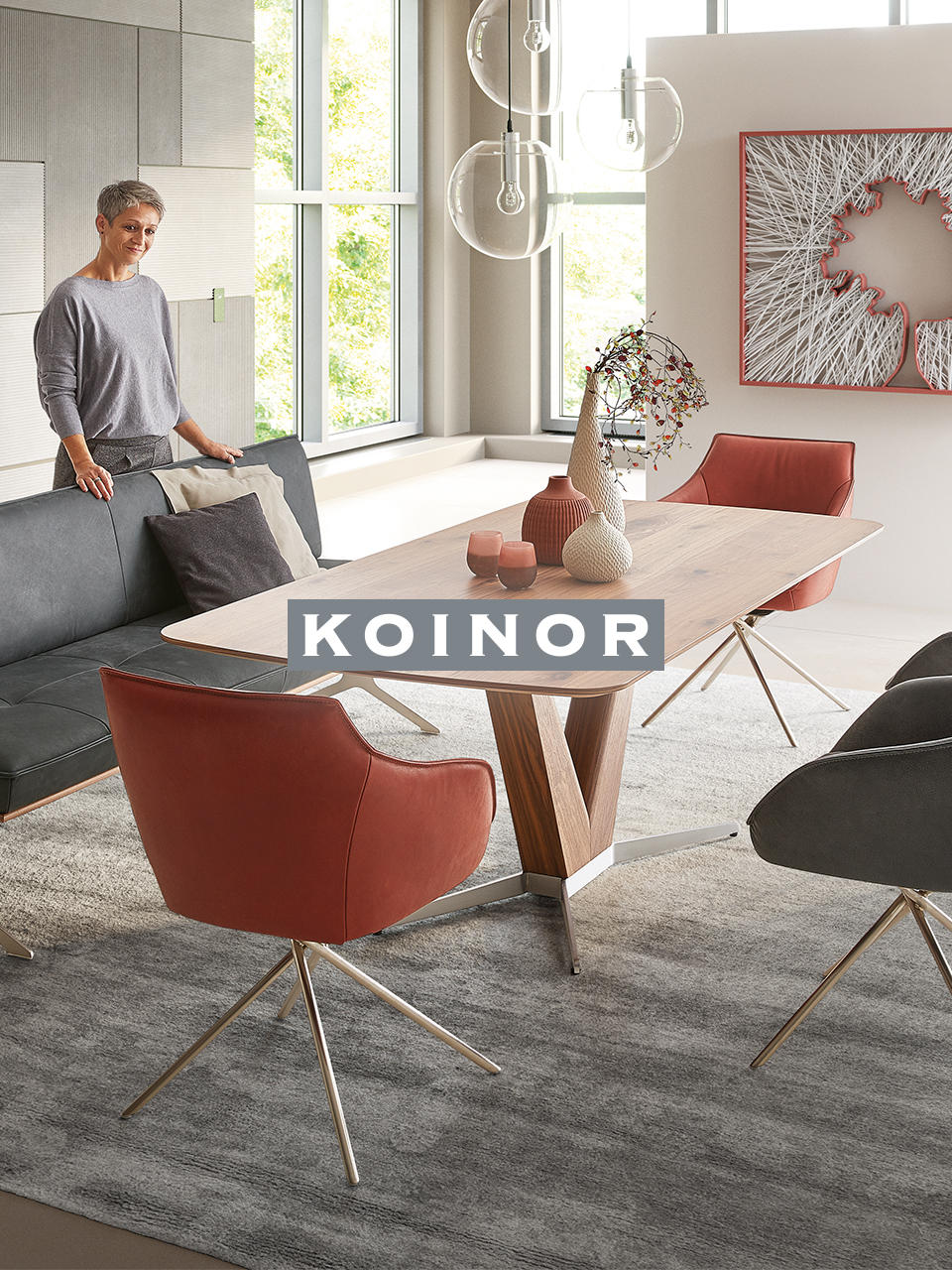 Esstisch wildeiche massiv, rechteckig, eichefarben von Koinor